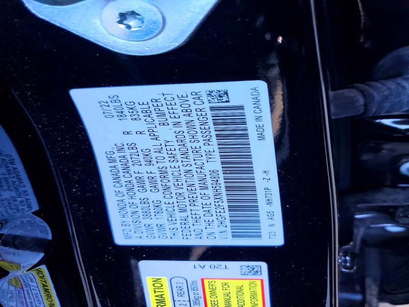 Продажа на аукционе авто 2022 Honda Civic, vin: 2HGFE2F5XNH594806, номер лота: 63692056