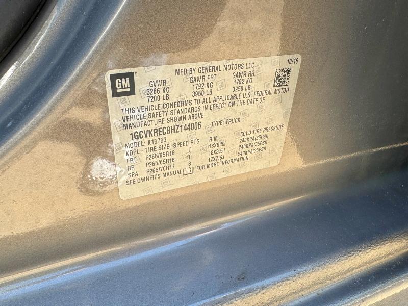 Aukcja sprzedaży 2017 Chevrolet Silverado, vin: 1GCVKREC8HZ144006, numer aukcji: 64134746