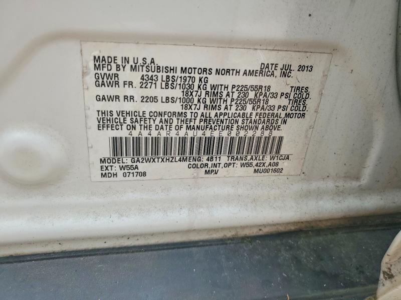 2014 Mitsubishi Outlander Sport მანქანა იყიდება აუქციონზე, vin: 4A4AR4AU4EE002288, აუქციონის ნომერი: 66837496