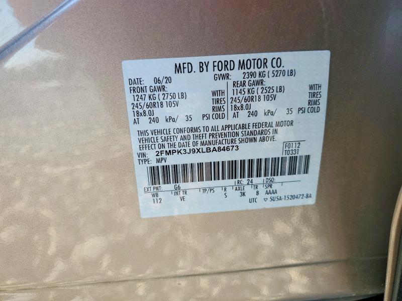 Продажа на аукционе авто 2020 Ford Edge, vin: 2FMPK3J9XLBA84673, номер лота: 64743816
