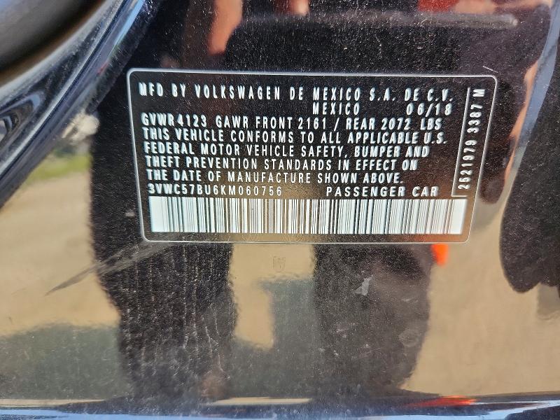 Продаж на аукціоні авто 2019 Volkswagen Jetta, vin: 3VWC57BU6KM060756, номер лоту: 65390106