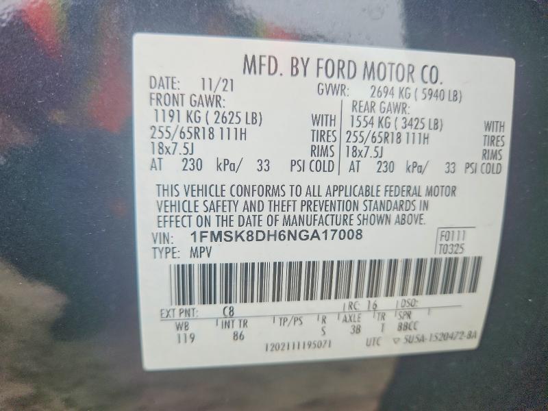 Продажа на аукционе авто 2022 Ford Explorer, vin: 1FMSK8DH6NGA17008, номер лота: 66710736