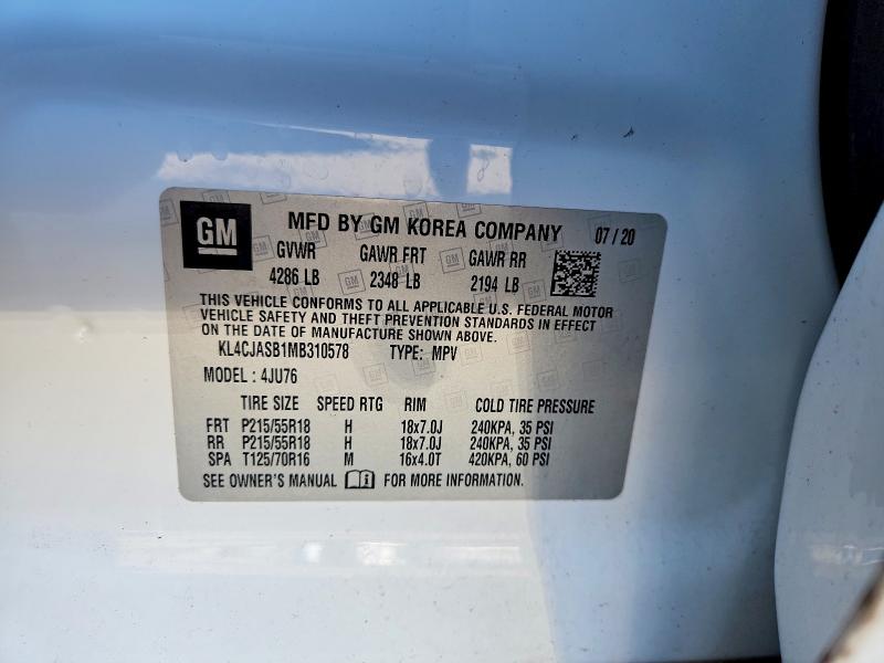 Aukcja sprzedaży 2021 Buick Encore, vin: KL4CJASB1MB310578, numer aukcji: 66893236