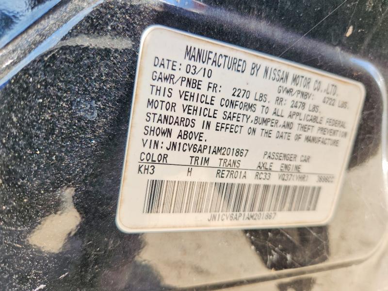 65280546 :رقم المزاد ، JN1CV6AP1AM201867 vin ، 2010 Infiniti G37 Sedan مزاد بيع