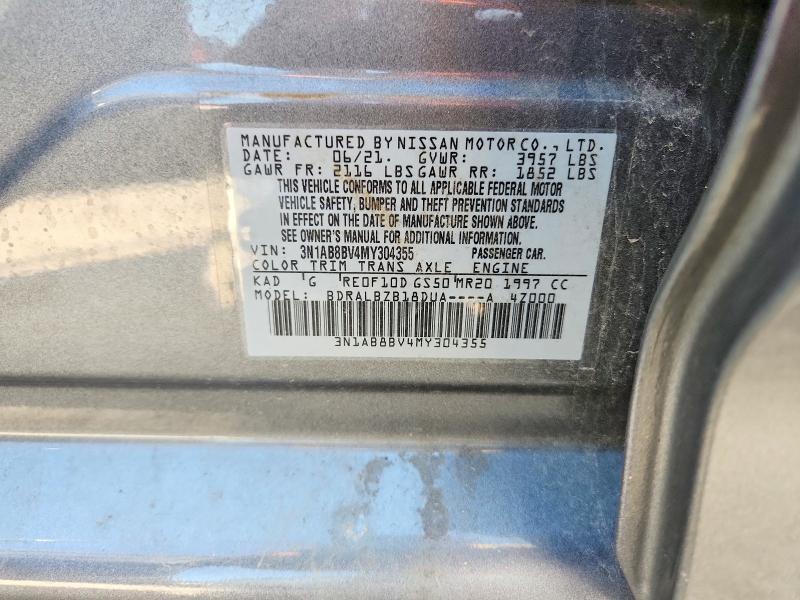 2021 Nissan Sentra მანქანა იყიდება აუქციონზე, vin: 3N1AB8BV4MY304355, აუქციონის ნომერი: 61135126