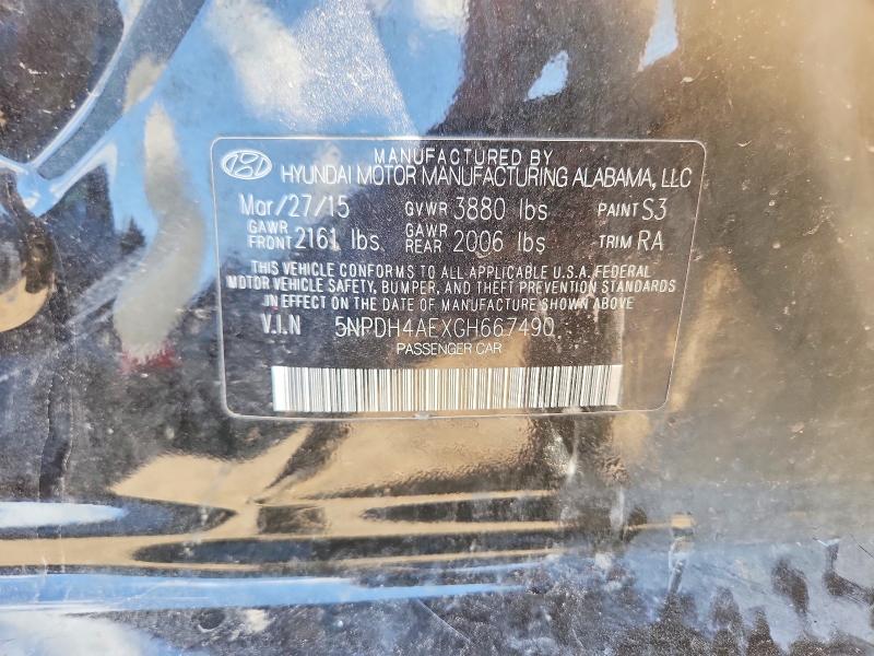 2016 Hyundai Elantra მანქანა იყიდება აუქციონზე, vin: 5NPDH4AEXGH667490, აუქციონის ნომერი: 66283066