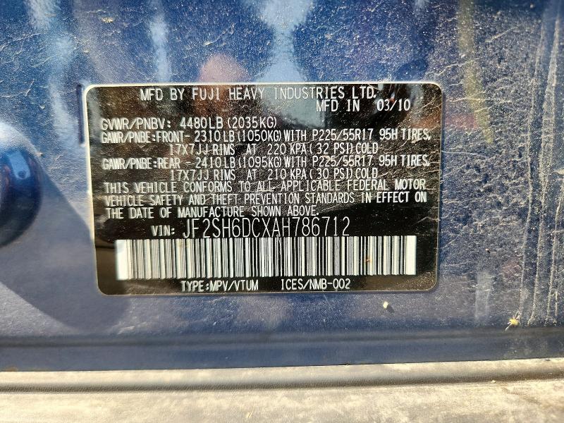 Продажа на аукционе авто 2010 Subaru Forester, vin: JF2SH6DCXAH786712, номер лота: 63735706