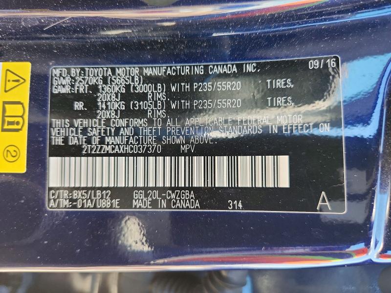64969976 :رقم المزاد ، 2T2ZZMCAXHC037370 vin ، 2017 Lexus Rx 350 مزاد بيع