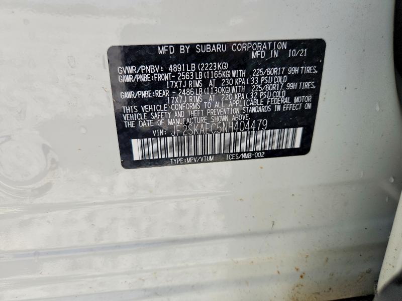 Aukcja sprzedaży 2022 Subaru Forester, vin: JF2SKAEC5NH404479, numer aukcji: 66931546