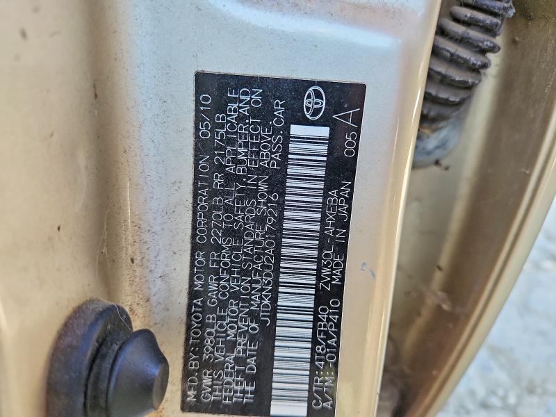 Aukcja sprzedaży 2010 Toyota Prius Base, vin: JTDKN3DU2A0179216, numer aukcji: 62269236