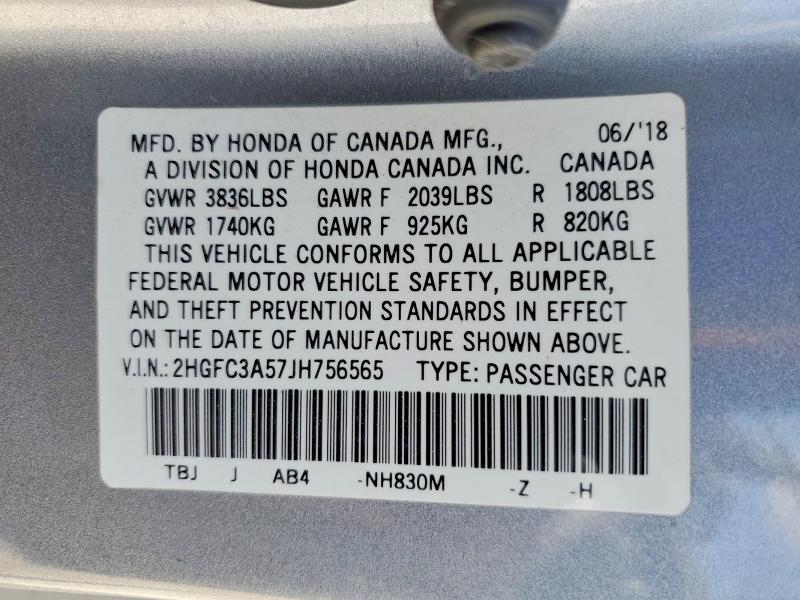 Aukcja sprzedaży 2018 Honda Civic, vin: 2HGFC3A57JH756565, numer aukcji: 66320236