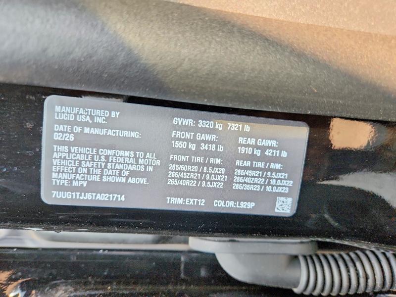 Auction sale of the 2026 Lucid Motors Gravity, vin: 7UUG1TJJ6TA021714, lot number: 64639006