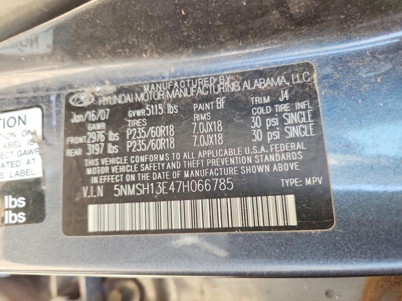 Auction sale of the 2007 Hyundai Santa Fe, vin: 5NMSH13E47H066785, lot number: 63692476