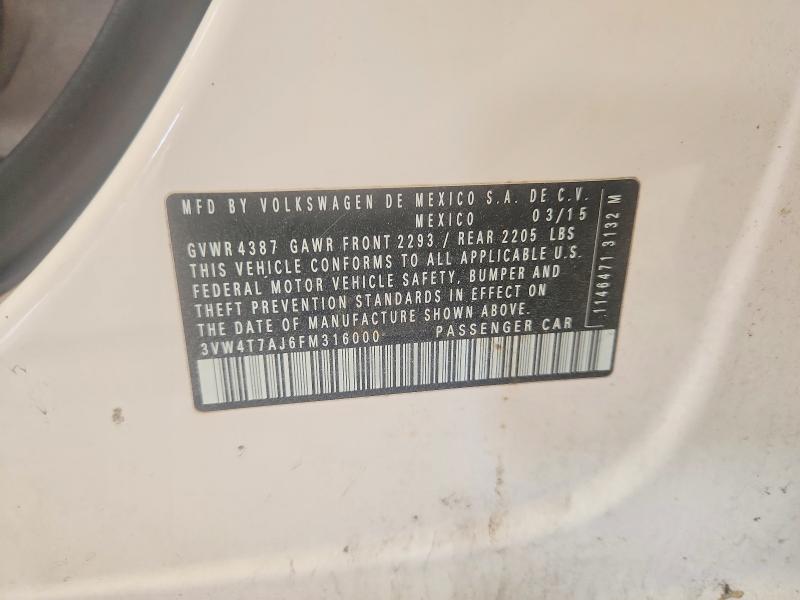 Aukcja sprzedaży 2015 Volkswagen Jetta, vin: 3VW4T7AJ6FM316000, numer aukcji: 65545406