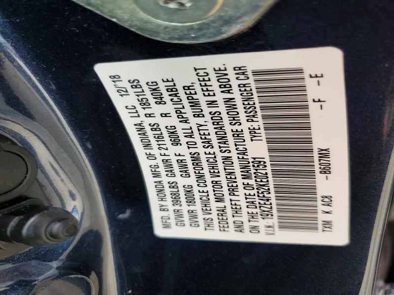 63941876 :رقم المزاد ، 19XZE4F52KE021591 vin ، 2019 Honda Insight مزاد بيع