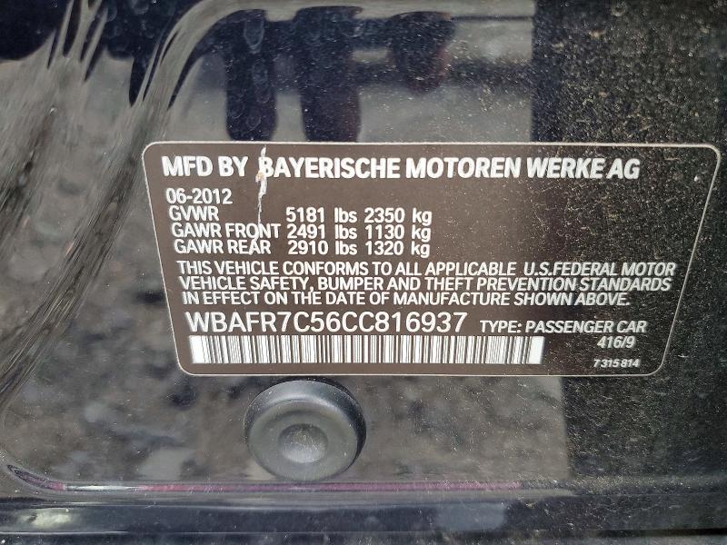 Aukcja sprzedaży 2012 Bmw 535, vin: WBAFR7C56CC816937, numer aukcji: 64278436