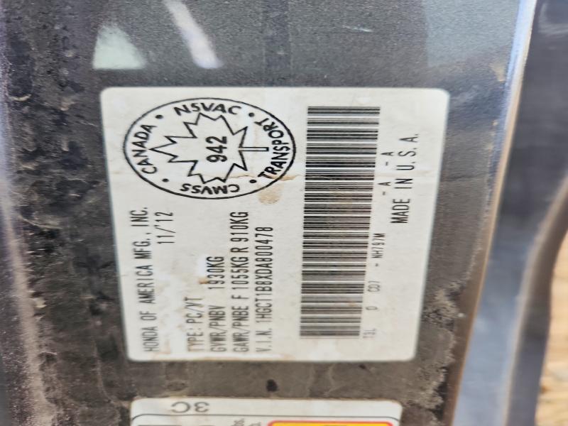 2013 Honda Accord მანქანა იყიდება აუქციონზე, vin: 1HGCT1B8XDA800478, აუქციონის ნომერი: 63733896