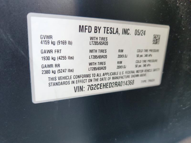 Aukcja sprzedaży 2024 Tesla Cybertruck, vin: 7G2CEHED2RA014368, numer aukcji: 66053126