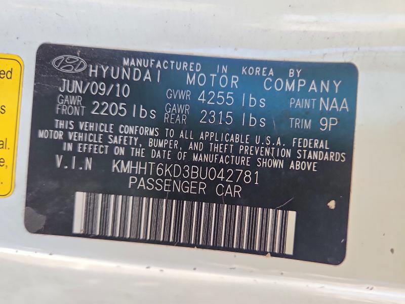 66302806 :رقم المزاد ، KMHHT6KD3BU042781 vin ، 2011 Hyundai Genesis Coupe مزاد بيع
