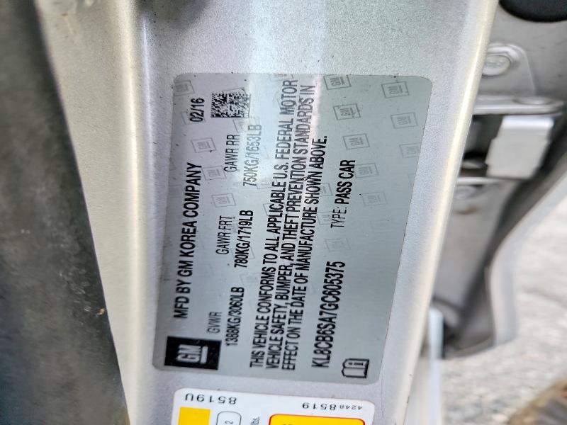 2016 Chevrolet Spark მანქანა იყიდება აუქციონზე, vin: KL8CB6SA7GC605375, აუქციონის ნომერი: 63846296