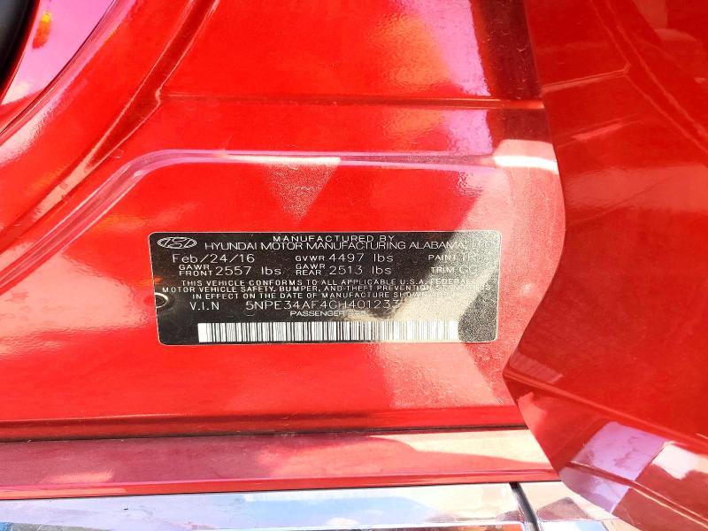 66130956 :رقم المزاد ، 5NPE34AF4GH401233 vin ، 2016 Hyundai Sonata مزاد بيع