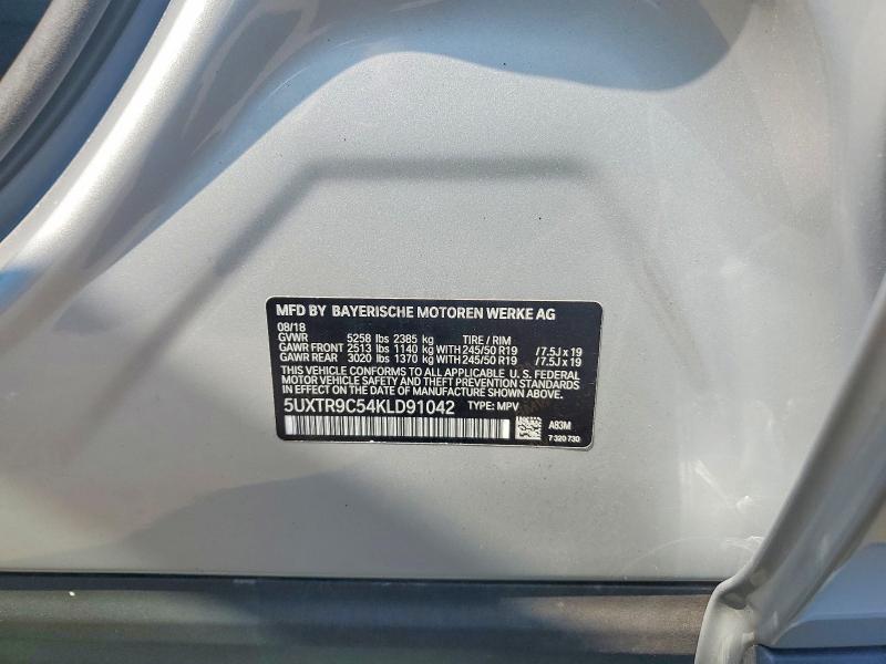 Продаж на аукціоні авто 2019 Bmw X3, vin: 5UXTR9C54KLD91042, номер лоту: 64838346