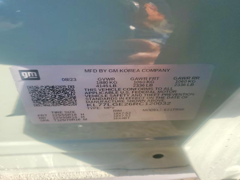 2024 Chevrolet Trax მანქანა იყიდება აუქციონზე, vin: KL77LGE26RC120032, აუქციონის ნომერი: 66950186