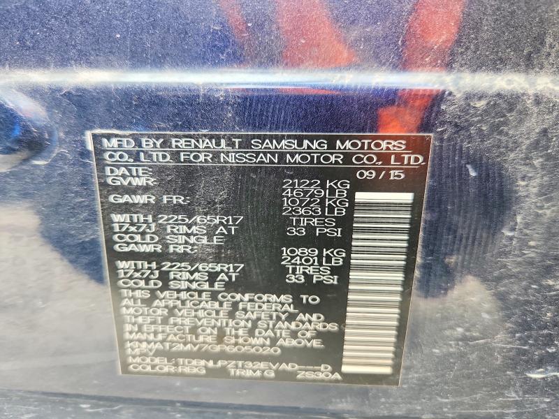 65156086 :رقم المزاد ، KNMAT2MV7GP605020 vin ، 2016 Nissan Rogue مزاد بيع