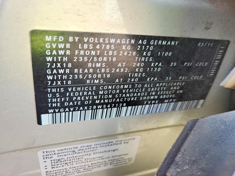 Продаж на аукціоні авто 2011 Volkswagen Tiguan, vin: WVGAV7AX2BW547129, номер лоту: 64398146