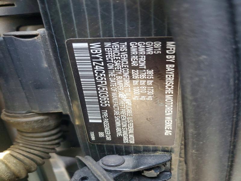 Aukcja sprzedaży 2015 Bmw I3, vin: WBY1Z4C55FV503655, numer aukcji: 65474826