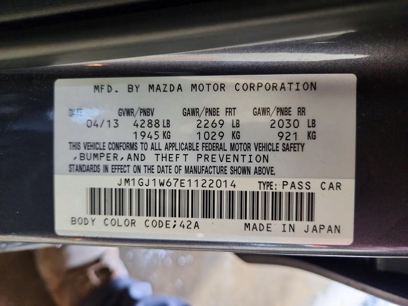 Продаж на аукціоні авто 2014 Mazda 6, vin: JM1GJ1W67E1122014, номер лоту: 64371286