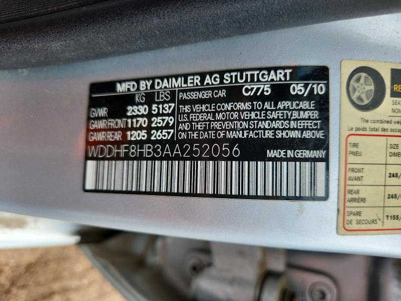 65321236 :رقم المزاد ، WDDHF8HB3AA252056 vin ، 2010 Mercedes-benz E مزاد بيع