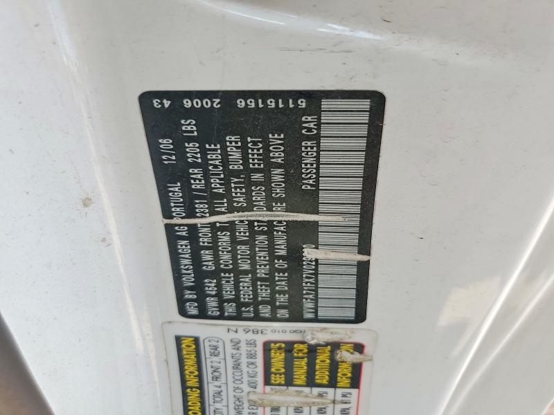 65188856 :رقم المزاد ، WVWFA71FX7V029280 vin ، 2007 Volkswagen Eos مزاد بيع