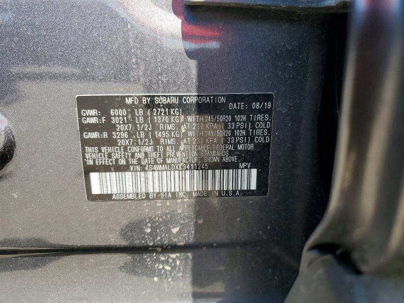 Aukcja sprzedaży 2020 Subaru Ascent, vin: 4S4WMALDXL3411245, numer aukcji: 64039516