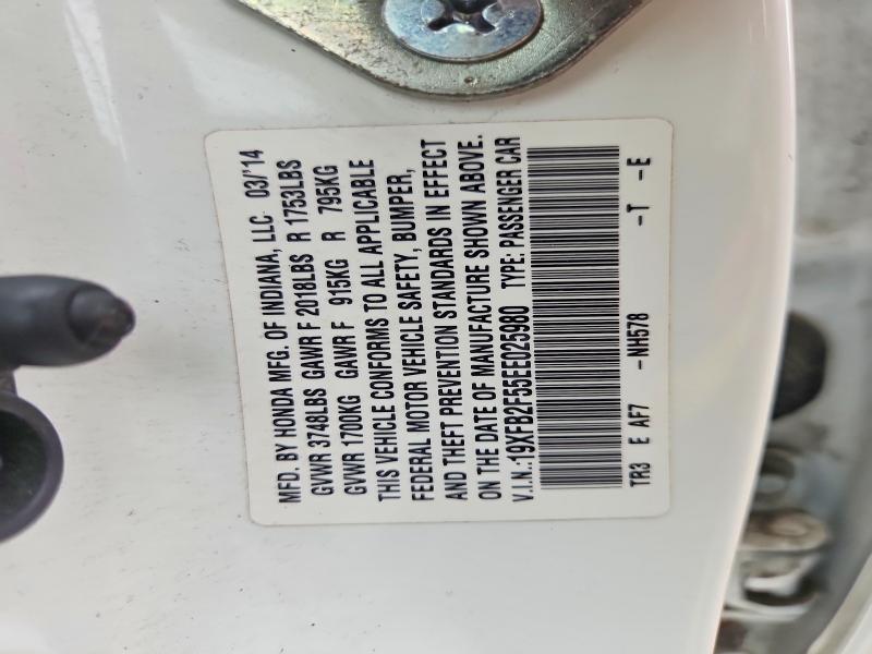 Aukcja sprzedaży 2014 Honda Civic, vin: 19XFB2F55EE025980, numer aukcji: 64625686