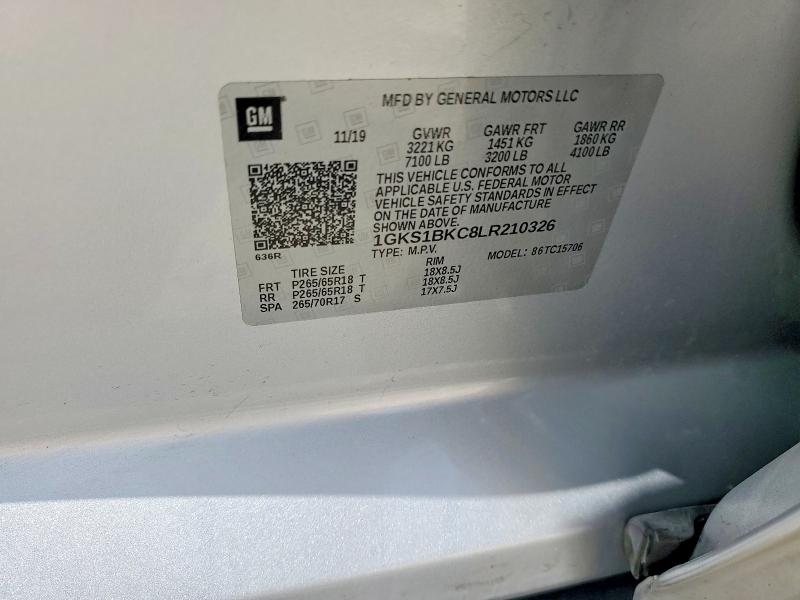 Aukcja sprzedaży 2020 Gmc Yukon, vin: 1GKS1BKC8LR210326, numer aukcji: 63854916