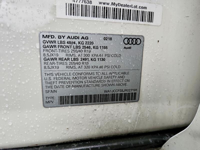 Aukcja sprzedaży 2018 Audi Q3, vin: WA1JCCFS5JR027191, numer aukcji: 65532156