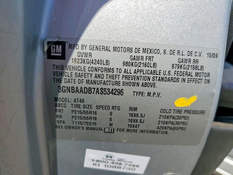 Продажа на аукционе авто 2010 Chevrolet Hhr, vin: 3GNBAADB7AS534296, номер лота: 65361836