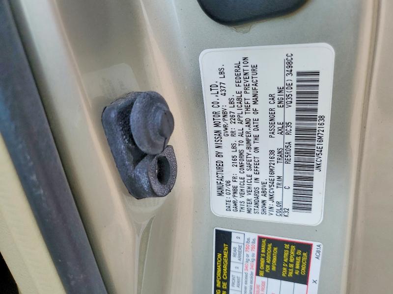 62319576 :رقم المزاد ، JNKCV54E16M721638 vin ، 2006 Infiniti G35 مزاد بيع