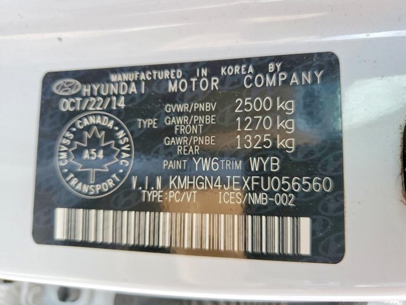 Aukcja sprzedaży 2015 Hyundai Genesis, vin: KMHGN4JEXFU056560, numer aukcji: 63387586