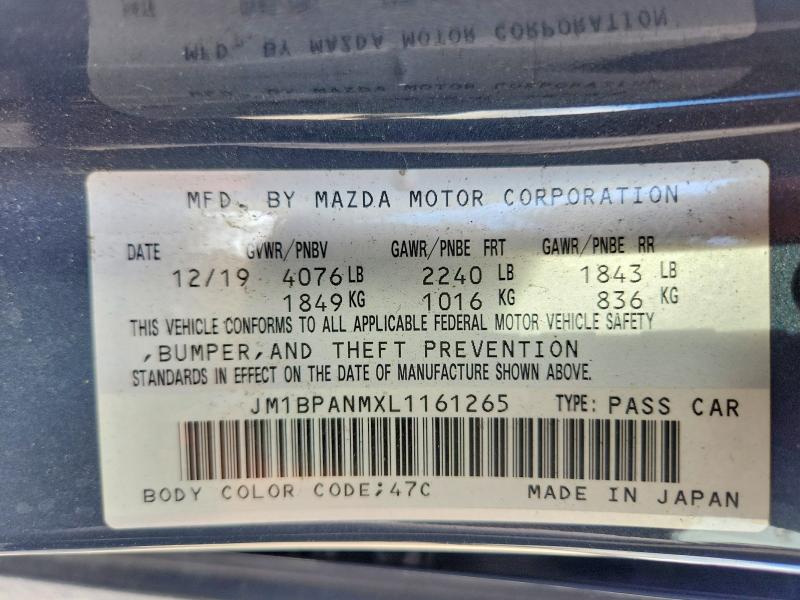Продаж на аукціоні авто 2020 Mazda 3, vin: JM1BPANMXL1161265, номер лоту: 64676926