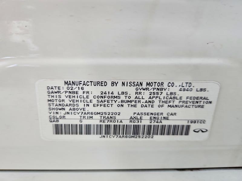 2016 Infiniti Q50 მანქანა იყიდება აუქციონზე, vin: JN1CV7AR6GM252202, აუქციონის ნომერი: 65371346