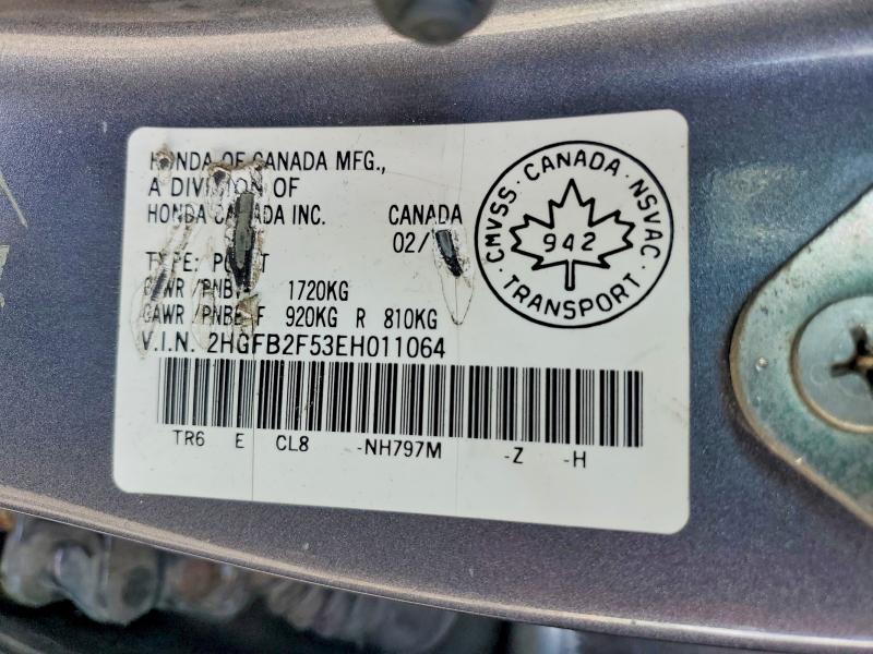 Aukcja sprzedaży 2014 Honda Civic, vin: 2HGFB2F53EH011064, numer aukcji: 64993046