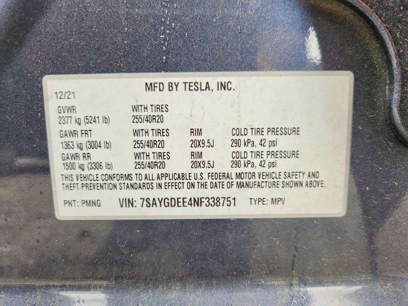 Aukcja sprzedaży 2022 Tesla Model Y, vin: 7SAYGDEE4NF338751, numer aukcji: 63743646