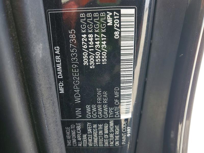 64735726 :رقم المزاد ، WD4PG2EE9J3357385 vin ، 2018 Mercedes-benz Metris مزاد بيع