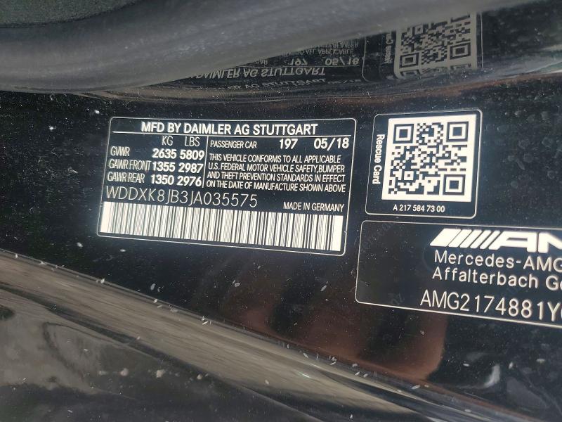 Продаж на аукціоні авто 2018 Mercedes-benz S, vin: WDDXK8JB3JA035575, номер лоту: 64184276