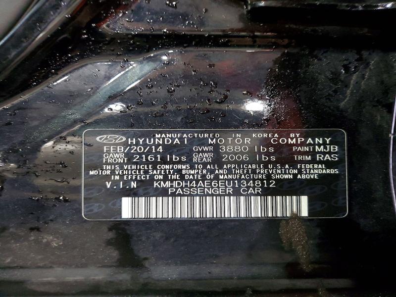 Auction sale of the 2014 Hyundai Elantra, vin: KMHDH4AE6EU134812, lot number: 65996856