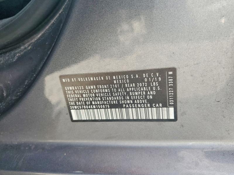 64925486 :رقم المزاد ، 3VWC57BU4KM150875 vin ، 2019 Volkswagen Jetta مزاد بيع