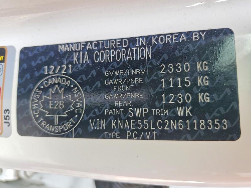 63216756 :رقم المزاد ، KNAE55LC2N6118353 vin ، 2022 Kia Stinger مزاد بيع