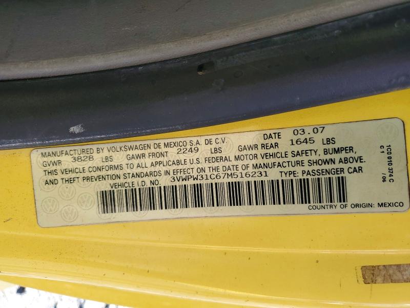 Продаж на аукціоні авто 2007 Volkswagen New Beetle, vin: 3VWPW31C67M516231, номер лоту: 65102276
